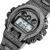 Montres numériques multifonctions pour hommes, Style G, choc, marque de luxe, LED, plaqué or 18 carats, Hip Hop, diamant