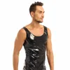 Men's Tank Tops Sexy Wet Look Glossy PVC Leather Vest Sex Gay Men Fetishwear Undershirts Clubwear No Peculiar Smell Plus Size S-5XL