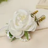 Armreif Brautjungfer Handgelenk Corsage Blumen Hochzeit Abschlussball Party Boutonniere Rose Armband Perle Handzubehör Zubehör