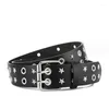 Belts Classical Punk Spike Belt Y2k Men's Leather Fashion Double Row Rivet For Men And Women Studded Waistband Female