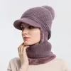 Visors Neck Warmer Fur Pom-Pom Washable Keep Warm Women One-piece Knitted Hat Ear Cover Decoration For Hiking