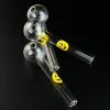 CLI HOT SMILE LOGO 4 INCH LITA OLJE BURNER PIPES DAB SKULD RACKT TYP GLASS RÖKER PIPER HAND RIGS 12mm OD Clear Water LL