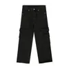 Men's Jeans Men Multiple Pockets Vintage Casual Straight Cargo Trousers Male Women Couple Streetwear Hip Hop Black Jean Denim Pants