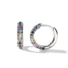 Orecchini a cerchio Mini zirconi cubici multicolori di lusso per le donne Piccolo cerchio Accessori per orecchini squisiti Gioielli da indossare ogni giorno