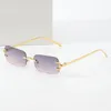 Lunettes de soleil sans bords pour femmes et hommes, design carré, tendance, mode Vintage, nuances métalliques, UV400