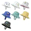 Cappelli da pescatore per bambini indossabili su entrambi i lati primavera estate Cappello da sole per bambini con stampa di cartoni animati all'aperto 7 colori M203F