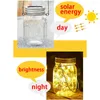 Strings Solar Power Mason Jar Lid Lights Waterproof Fairy LED String Garland DIY Garden Christmas Wedding Bedroom Decor