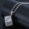 Pendentif Colliers Plein Cube Zircon 3D Magic Cube avec 24 pouces Glacé Chaîne de corde en acier inoxydable Bijoux de luxe Hip Hop