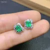 Stud Earrings Classic Silver Emerald 4 Mm 5 Natural Colombia Real 925 For Weddings