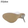 Slipper Eilyken 2023 New PVC Jelly Sandal Crystal Aberto da Toed Sexy Fino Mulheres Bombas de Lineeiro Transparente