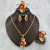 Ensemble collier et boucles d'oreilles pour femmes, bijoux colorés et bague bohémien pour fête, accessoire de bijoux brésiliens