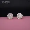 Stud -oorbellen Miqiao Natural Shell White Rose Flower sieraden voor vrouwen 925 Sterling Silver Hypoallergeen Fine Foury Female