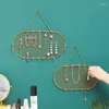 Jewelry Pouches Metal Mesh Earring Wall Holder Mounted Hanging Ear Studs Necklace Bracelet Organizer Display Rack