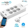 Freeshippinwifi SMART POWER Strip med Surge Protector med 6 vägs AC Socket 4 USB Port Home Control Switch Compatible Alexa Google Assi JVSR