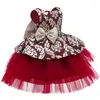 Sukienki dla dziewczynek sukienka niemowlęta dziecko 1. rok przyjęcia urodzinowe Świąteczna cekinowa cekin czerwone wino księżniczka dla urodzonych ubrań vestido