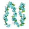 Flores decorativas grinaldas 5pcs 2,3 metros Wisteria Artificial Cherry Blossom Flower Rattan Vine Home Parede pendurada Ivy de seda planta falsa