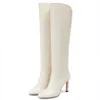 Femmes célèbres bottes hautes d'hiver Senior Karter 85 en cuir botte longue Senior noir blanc têtes rondes Design Italie robe de soirée parfaite talons hauts bottines EU 35-43