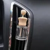 Garrafas de perfume de carro vazias com clipes de madeira Óleos essenciais Difusores Clipes de ventilação de ar automóvel Adorador de vidro Decorações de carros de garrafa de vidro G0418
