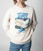 23SS ZV Cake White Sweatshirt Print Flower Yarn Inner Fleece Zadig Pullover Hoodies Women Designer Round Neck tröja5346