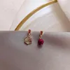Boucles d'oreilles à clous pour femmes et filles, pendentif tendance rétro rouge chinois, perle asymétrique, Piercing d'oreille, bijoux Pendientes