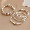 Bangle 4pcs/Definir Jóias feitas à mão Mulheres Presente Fashion Pearl Bracelet Luxury Love