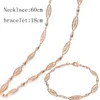 Halsbandörhängen Set 1 6mm Women Chain 585 Rose Gold Color Plant Oval Bead Armband smycken