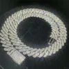 Мужские ювелирные изделия в стиле хип-хоп на заказ, кубинская цепочка, ширина 14 мм, 2 ряда, камень Vvs, стерлинговое серебро с бриллиантами, муассанит, звено