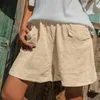 Kobiety damskie damskie Summer Podstawowe luźne wygodne solidne splatyczne spodnie w talii z kieszeniami