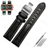 Andere mode -accessoires Zwart rood groen echte lederen armband kleur horloge riem vlinder clasp horlogebandformaat in 18 mm 20 mm 21 mm22 mm horlogeband j230413