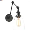 Luminárias de parede iwhd loft luminárias de vidro industrial quarto banheiro espelho escada swing de braço comprido lâmpada de lâmpada vintage wandlamp