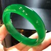 Bangle Natural Real Jade Bangles 7A Green Bracelet Jadeite Hand-Carved Emerald Lady Party Gift