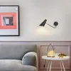 벽 램프 북유럽 회전 침대 옆에서 창조적 인 독서 조명 스위치 램프와 함께 조절 가능한 블랙 골드 산업 조절 가능