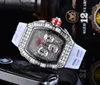 2023 Dames Fashion Sports Watch Shiny Watch roestvrijstalen diamant ijs tafel Alle wijzerplaat werkuren meter rubberen band