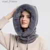 Hattar halsdukar sätter vinterhatt för kvinnor huva ansiktsmask fluff hålla varm tjockt stil halsduk huva cs beanie stickad kashmir nack varmare231113