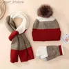 Cappelli Sciarpe Set Nuovo Inverno Bambino Cappello Sciarpa Gs Set Ragazzi Ragazze Cofano Cappelli lavorati a maglia Sciarpa Set Bambini all'aperto Caldo Peluche Cs Cappello infantile SciarpaL231113