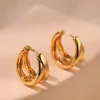 Hoop Earrings Dainty Gold Color For Women Girls Chic Layered Metal Huggies Gift Minimalist Streetwear Ear Fashion Jewelry