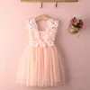 Flickans klänningar Xmas Baby Girls Party Lace Tulle Flower Gown Fancy Dridesmaid Dress Sundress Girls Thanksgiving Dress 230413