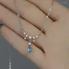 Anhänger Halsketten PANJBJ Silber Farbe Zirkon Wasser Tropfen Halskette Für Frauen Mädchen Design Meerjungfrau Tränen Schmuck Geburtstag Geschenk Dropship