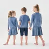 Familie Matching Outfits Kinderjongens Girls Losse toprok Spring zomerzuur gewassen familie matching kleding kinderen mode casual set en topkleding 230412