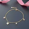 Anklets MIQIAO Four-leaf Clover Anklet Women's Bracelets On The Leg Chain Ornament Jewelry 925 Sterling Silver Female Gold Color Charm Q231113