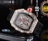 2023 Dames Fashion Sports Watch Shiny Watch roestvrijstalen diamant ijs tafel Alle wijzerplaat werkuren meter rubberen band