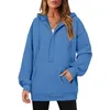 Felpe con cappuccio da donna Felpa con cappuccio grande da donna Felpa basic tinta unita Pullover a maniche lunghe Colletto con cerniera con sport casual Sudadera Mujer