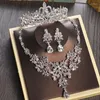 Комплект ожерелья и серег, свадебный комплект для женщин и девочек, детский круглый полный круг, корона, свадебная тиара, аксессуары для волос с кристаллами