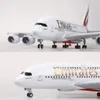 Diecast Model 1 160 Scale 45 5cm Airplane 380 A380 UAE Airline Aircraft Toy With Light Wheel Landing Gears Plastharts 231113