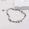 Anklets Bouble Thread Box Bell Silver S925 Beaded Ladies Anklet Simple Style Beaded Beach Jewelry Birthday Christmas Gift for Ladies Q231113