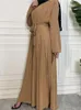 Ethnische Kleidung Overall Muslim Set Frauen Patchwork Plissee Langes Kleid mit Hose mit weitem Bein Passender Anzug Islam Dubai Türkei Arabisch Abaya