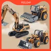 ダイキャストモデルカー1/50スケールアロイフォークリフト玩具シミュレーションエンジニアリング車両掘削機ブルドーザーロードローラーミキサートラックモデル子供230412