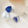 Boucles d'oreilles à tige en diamant à haute teneur en carbone, Triangle incrusté de perles, à la mode et de Style polyvalent, 2023