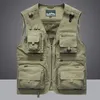 Mens Västar Summer Men Lossing Tactical Vest Coat Casual Pographer Waistcoat Mesh Work ärmlös jackor Tools Pocket 5xl 231110
