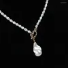 Naszyjniki wisiorek Summer barokowy naszyjnik ryż Kształt Pasek OT Kluczkowce klip łączy łańcuch geometryczny Pearl Women Beach Jewelry